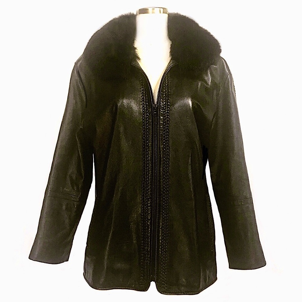 Black Leather & Fox Fur Jacket